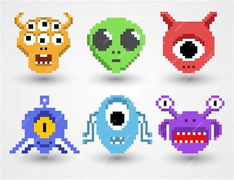 Premium Vector Pixel Art Aliens Set