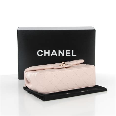 CHANEL Lambskin Quilted Mini Rectangular Flap Light Pink 125026