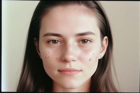 A Woman With Freckles On Her Face And Freckles On Her Face Premium Ai Generated Image