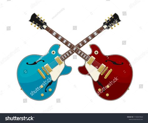 Guitar Battle Concept Two Guitars Crossed Stock Vector Royalty Free