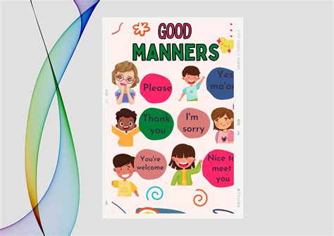 Good Manners Simple Illustration Poster Good Behavior Poster Printable Classroom And Home