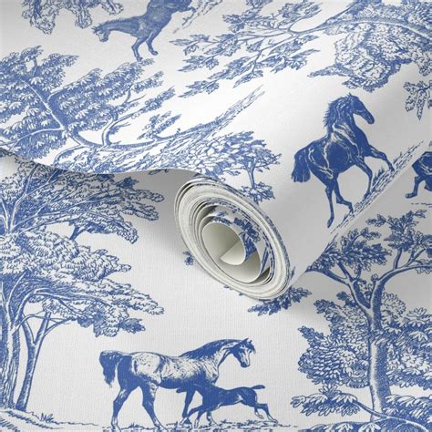 Equestrian Toile Large Wallpaper Spoonflower