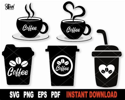 Coffee Cup Svg Bundle Coffee Svg File For Cricut Silhouette Etsy