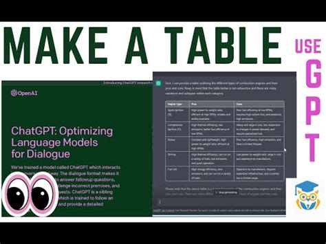 Chatgpt Tutorial Learn To Make A Table Using Gpt Youtube