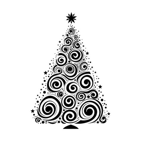 Premium Vector Abstract Christmas Tree Black And White Shape