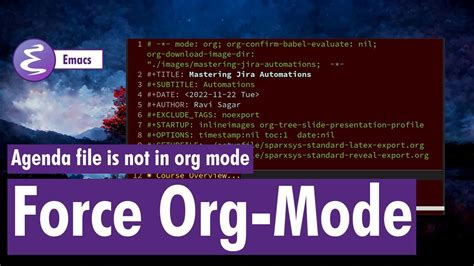 Org Mode Agenda File Is Not In Org Mode Youtube