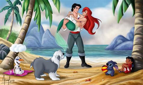 Fernl Disney Ariel And Eric Max Lilo And Stitch And Olaf Disney Fan Art