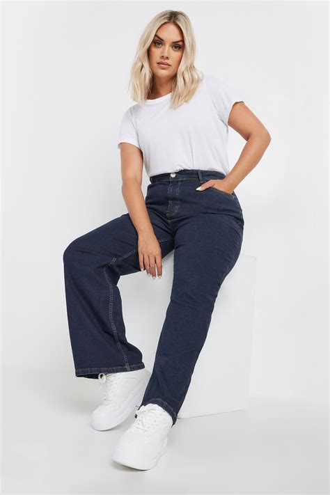 Yours Plus Size Indigo Blue Wide Leg Denim Jeans Yours Clothing