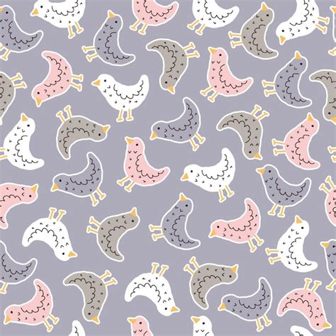 Premium Vector Seamless Pattern With Cartoon Birds