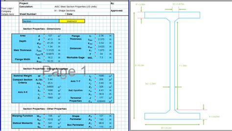 I Beam Section Properties Calculator - CivilWeb Spreadsheets