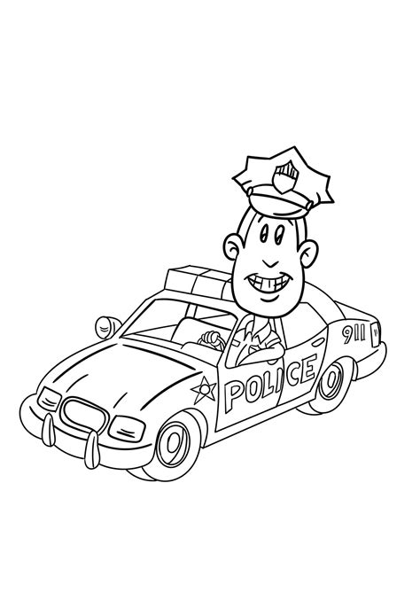 El Policía En El Coche para colorear imprimir e dibujar ColoringOnly