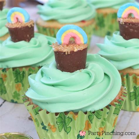 Pot Of Gold Cupcake Toppers St Patricks Day Dessert Treats Snacks