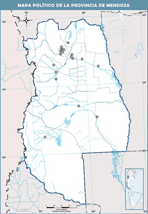 Mapa político mudo de la Provincia de Mendoza Gifex