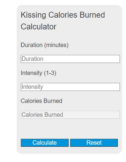 Kissing Calories Burned Calculator Calculator Academy