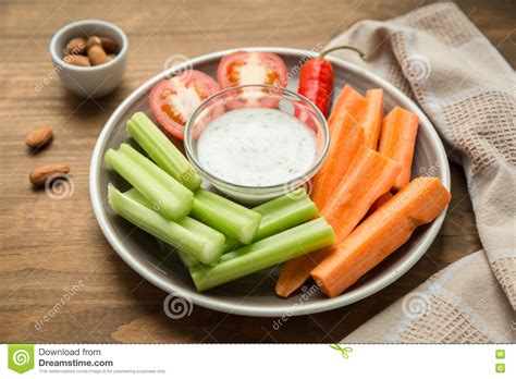 Vegetarian Healthy Snacks Vegetable Snack Carrots Celery Tom Stock