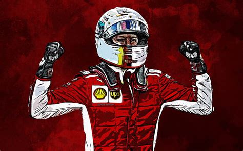 Sebastian Vettel Art Dibujo Arte Grunge Piloto De Carreras Alem N