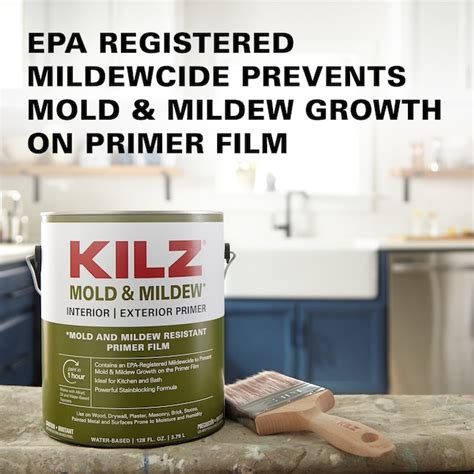 KILZ Mold and Mildew Interior/Exterior High Hiding Water-based Wall and Ceiling Primer (1-quart ...