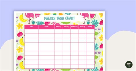 Tropical Paradise Printable Teacher Diary Weekly Overview Teaching