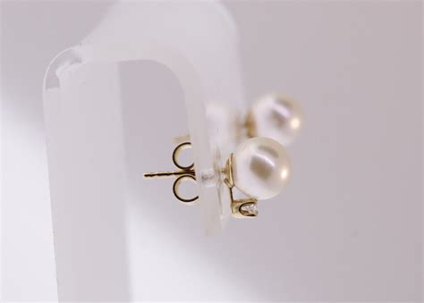 Mikimoto Blue Lagoon K Gold Mm Akoya Pearl Diamond Stud Earrings