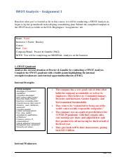 SWOT Analysis Report Example.pdf - SWOT Analysis - Assignment 1 Based ...