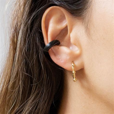 Earcuff Black Ear Cuff Impreso En 3D Ligero Y Sin Perforaciones