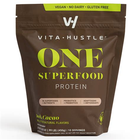 Vitahustle One Superfood Protein Powder Mix Greens 20g Chocolate Plant Protein Nutrition