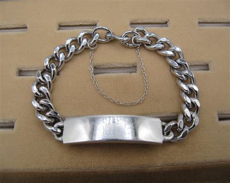 Vintage Elco Sterling Silver 925 ID Chain Bracelet Etsy