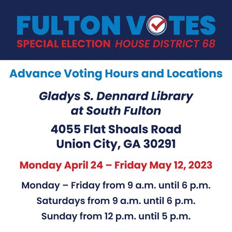 FultonCountyGeorgia on Twitter: "Tuesday, May 16 Special Called Election: Early Voting: 4/24-5/ ...