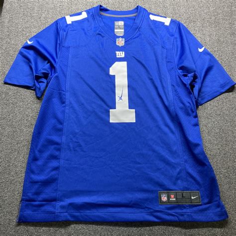 Nfl Giants Malik Nabers Signed Replica Draft Jersey Large The