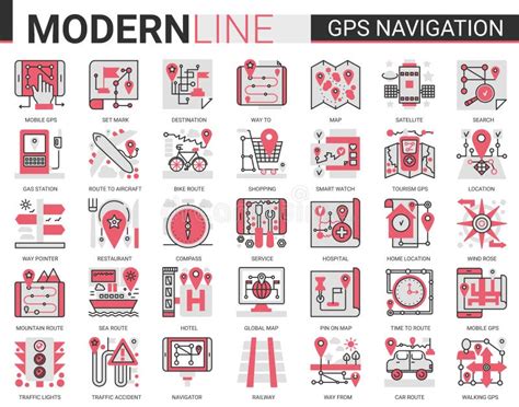 Gps Navigation Service Complex Concept Flat Line Icon Vector