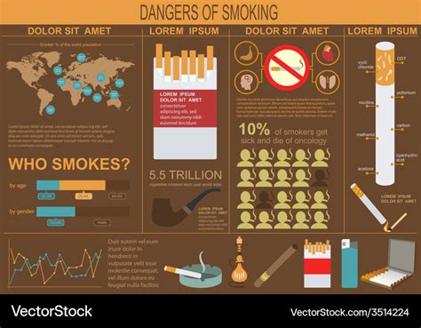 Dangers Of Smoking Infographics Elements Vector Image