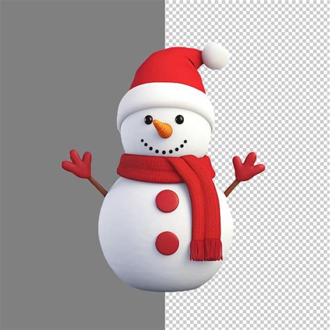 Renderização 3d de um boneco de neve isolado em fundo transparente png