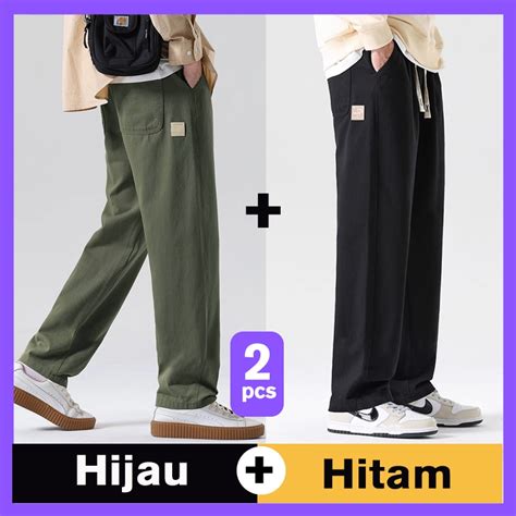 Jual Celana Cargo Pria Korean Style Hijau Casual Pants Oversize