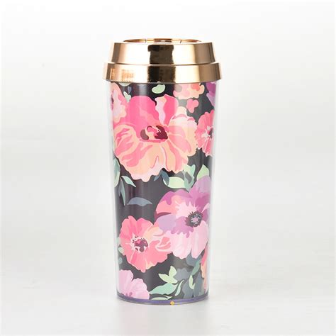 Double Wall Plastic Floral Coffee Tumbler Water Bottle Manufacturer