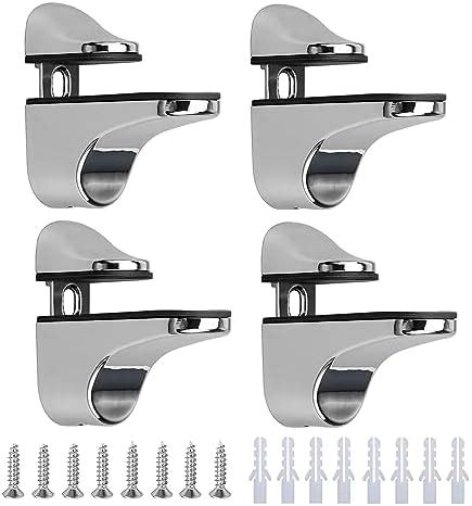 SyiXute 4 Pcs Glass Shelf Bracket Adjustable Glass Shelf Bracket Zinc