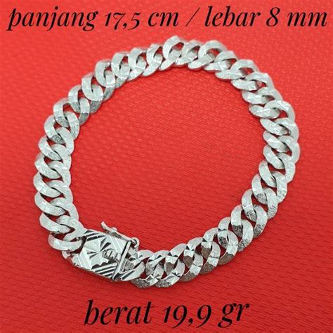 Jual Gelang Tangan Pria Perhiasan Gelang Perak Lapis Emas Putih