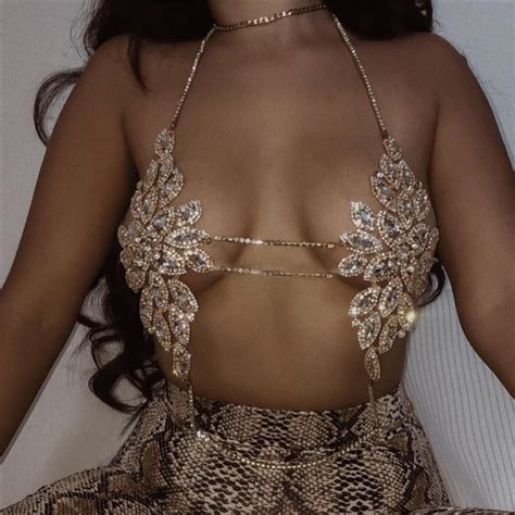 Gold Body Jewellery Body Chain Jewelry Crystal Bra Crystal Chain