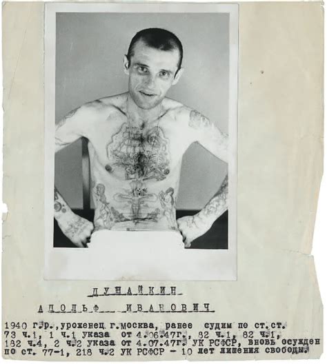 Russian Criminal Tattoo Police Files Criminal Identification Card