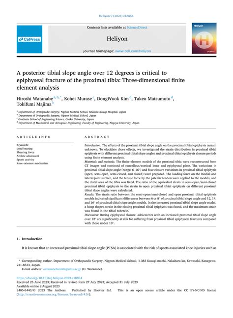 PDF A Posterior Tibial Slope Angle Over 12 Degrees Is Critical To