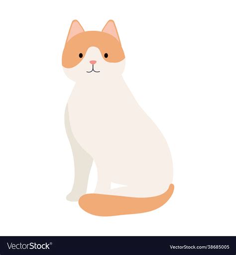 Cute white cat Royalty Free Vector Image - VectorStock