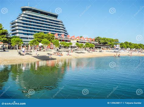 The Vodice beach, Croatia editorial photography. Image of sunbathe - 139628817