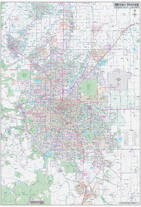 Metro Denver CO Detailed Region Wall Map W/zip Codes 2 Sizes - Etsy