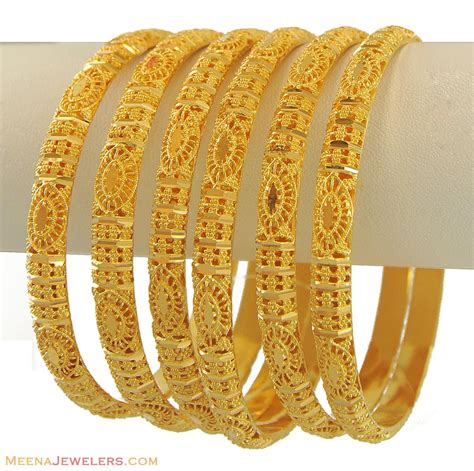 22k Gold Bangles Set Bago10986 22k Gold Indian Bangles Set With