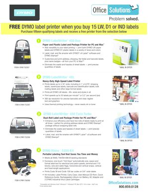 Fillable Online FREE DYMO Label Printer When You Buy 15 LW Office