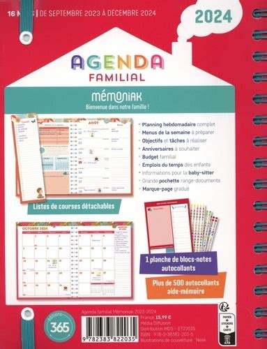 Agenda Familial M Moniak De Editions Grand Format Livre Decitre