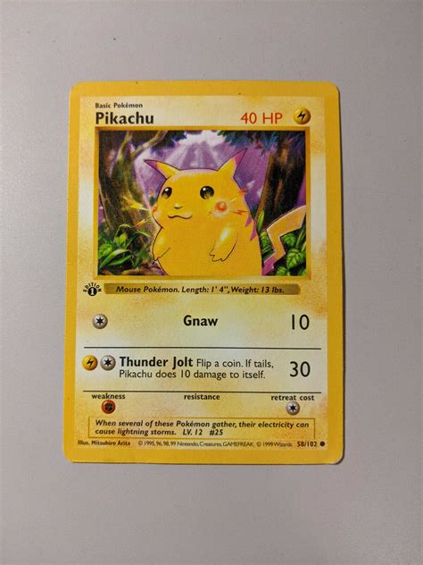 Pokemon Tcg Base Set St Edition Pikachu Red Cheeks