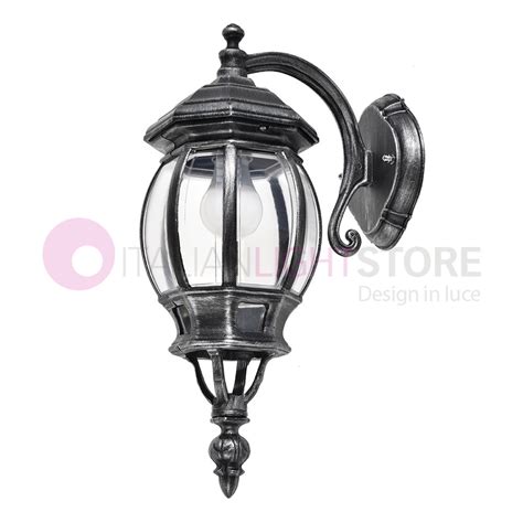 ENEA Lampada Lanterna Applique Da Esterno Giardino 2402 B5 Nero Argento