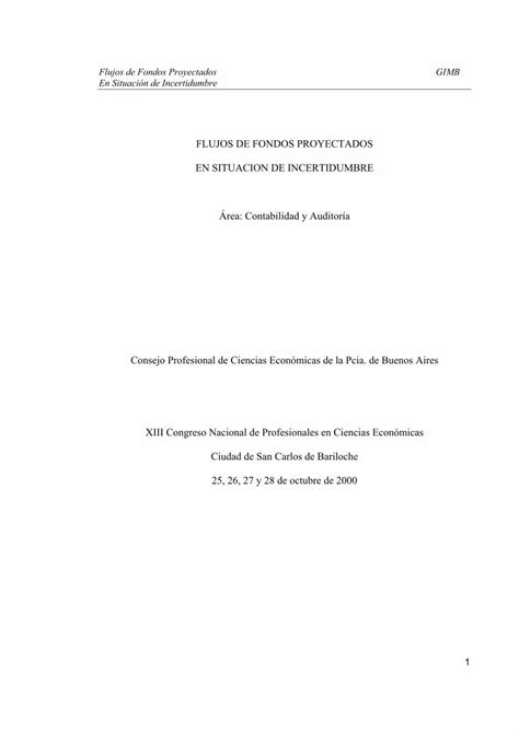 PDF Flujos de Fondos proyectados Proyectos de Inversión PDF