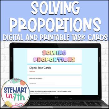 Solving Proportions Digital and Printable Task Cards by Stewart in 7th 