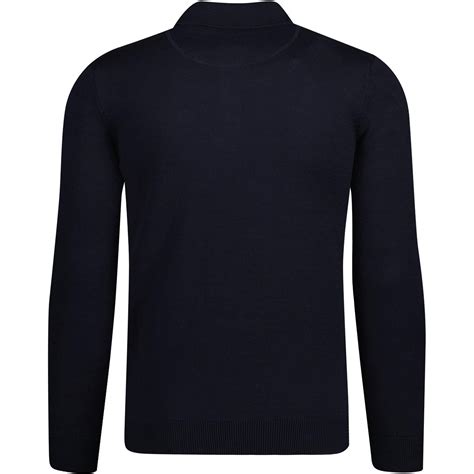 Trojan Retro Mod Dobby Knit Stripe Polo Ls In Navy